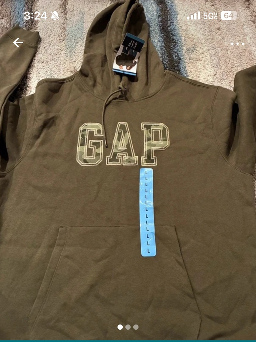 GAP Men's Crewneck Hoodie in Olive